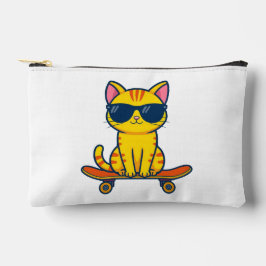 Coole Skateboarding-Katze mit Sonnenbrille Cartoon Zubehörtasche