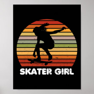 Coole Skater Art Mädchen Skateboarding Skateboard  Poster
