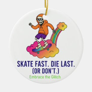 Coole Skater-Totenkopf-Schlüsselanhänger-Kunst - O Keramik Ornament