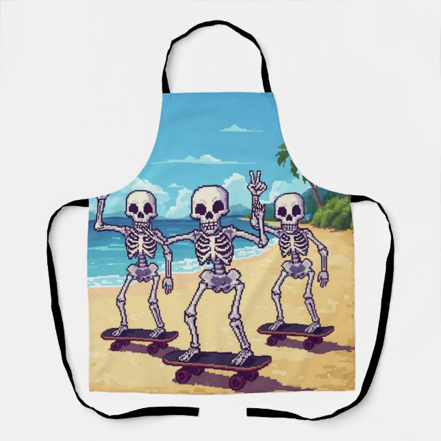 Coole Skelette am Strand Design Schürze (Vorderseite)