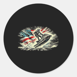Coole Ski für Männer Frauen Skifahrer uns Amerikan Runder Aufkleber