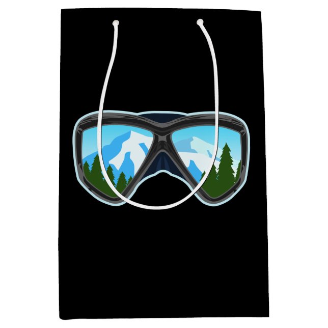 Coole Ski-Goggles Ski-Spieler Snowboarden Mittlere Geschenktüte (Vorderseite)