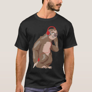 Coole Sloth Music Kopfhörer Funny Animal Earphones T-Shirt