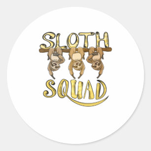 Coole Sloth Squad Funny Lazy Langes Tierlover Runder Aufkleber