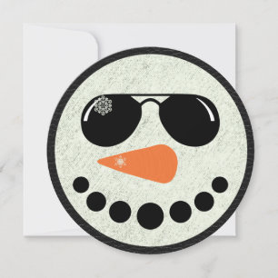 Coole Snowman Round Christmas Flat Card Feiertagskarte