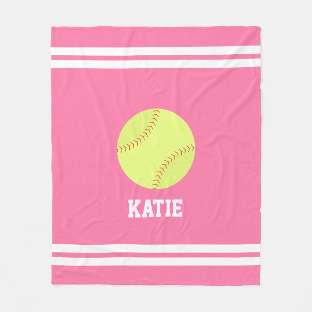Coole Softball als Personalisierte Kinder Fleecedecke (Vorderseite)