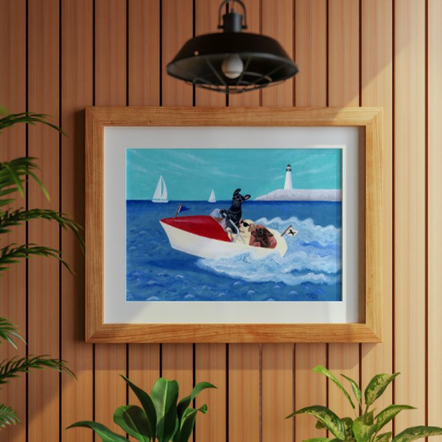 Coole Sommer-Labrador-Malerei Poster (Cool Summer Labradors Poster for Labrador Owners, Summer House and Beach House.  Whimsical Lab Art.)