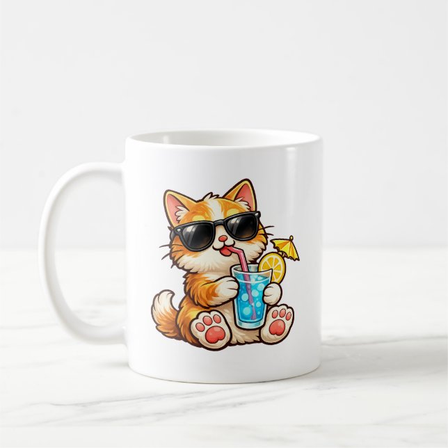 Coole Sommerkatze Kaffeetasse (Links)
