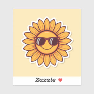Coole Sonnenblume mit Sonnenbrille Aufkleber