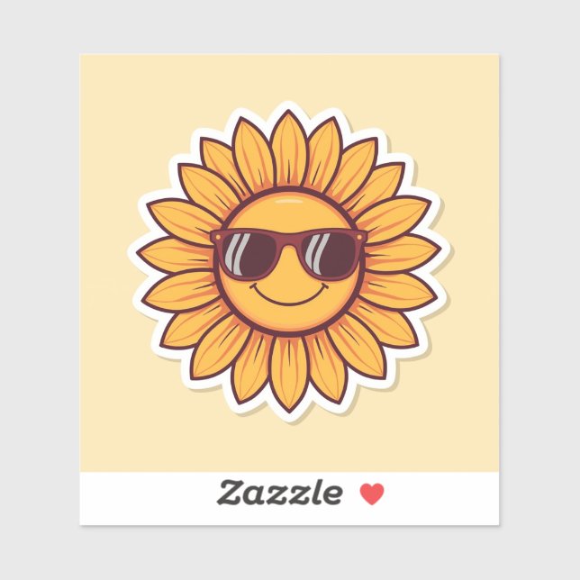 Coole Sonnenblume mit Sonnenbrille Aufkleber (Blatt)