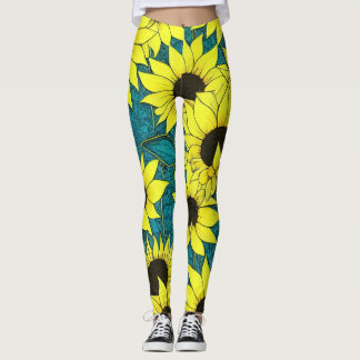 Coole Sonnenblumen-Leggings - riesige Sonnenblumen Leggings