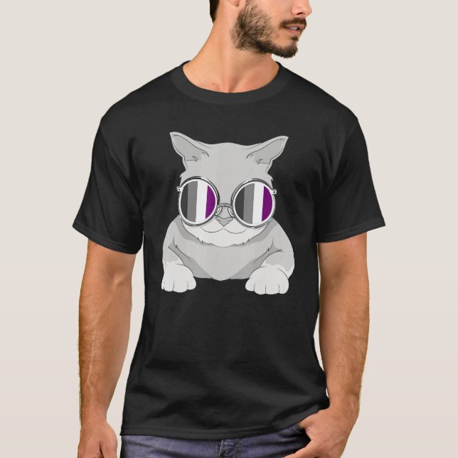 Coole Sonnenbrille Ace Pride Monat Katze Eigentüme T-Shirt (Vorderseite)
