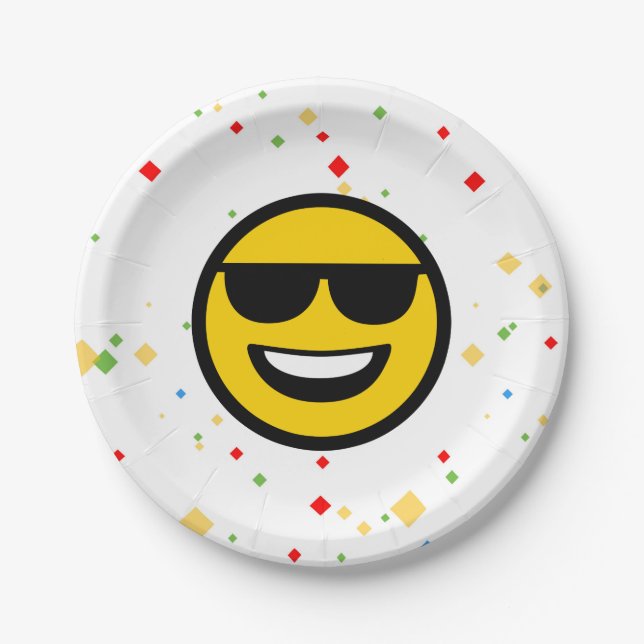 Coole Sonnenbrille Emoji Pappteller (Vorderseite)