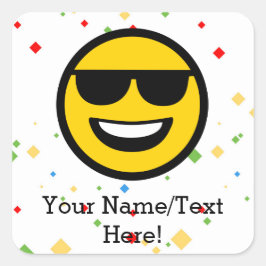 Coole Sonnenbrille Emoji Quadratischer Aufkleber