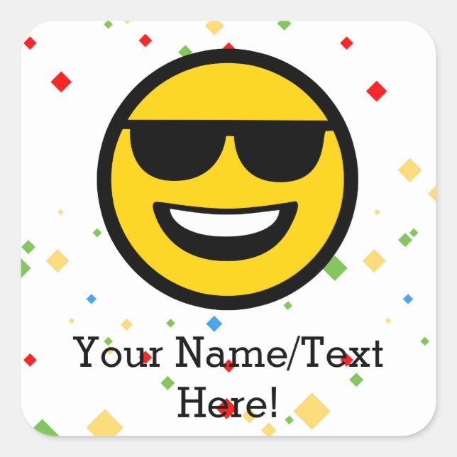 Coole Sonnenbrille Emoji Quadratischer Aufkleber (Vorderseite)