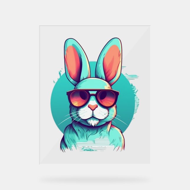 Coole Sonnenbrille für Osterhasen Acrylschild (Vorderseite)