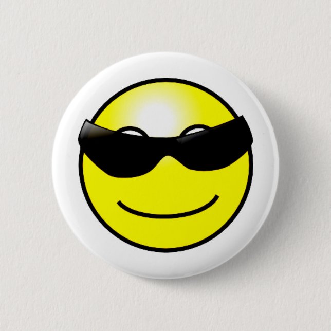 Coole Sonnenbrille-gelbes Gesicht Button (Vorderseite)