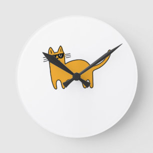 Coole Sonnenbrille Katze Runde Wanduhr