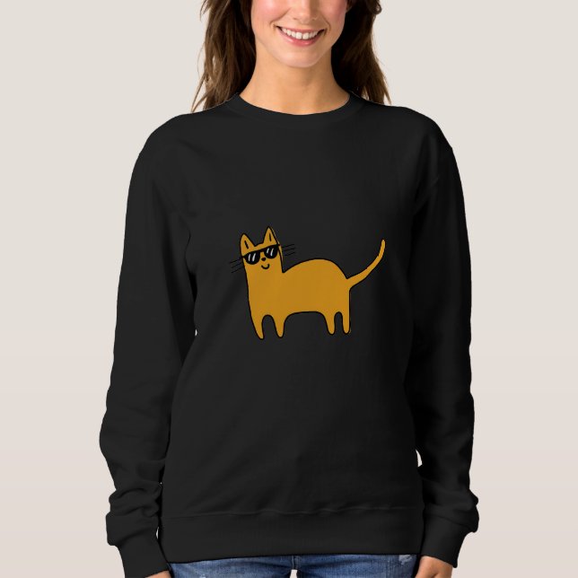 Coole Sonnenbrille Katze Sweatshirt (Vorderseite)
