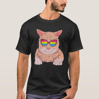 Coole Sonnenbrille Pansexual Flag Katze Pan Pride  T-Shirt