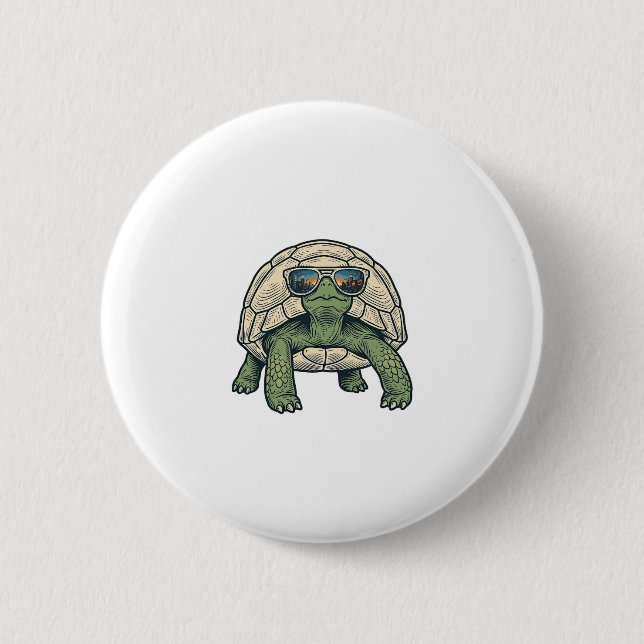 Coole Sonnenbrille Schildkröte Vintage Vektor Desi Button (Vorderseite)