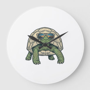 Coole Sonnenbrille Schildkröte Vintage Vektor Desi Große Wanduhr