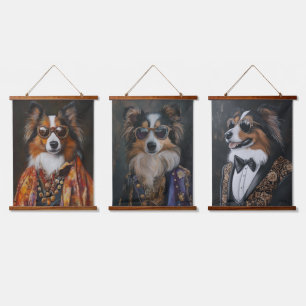Coole Sonnenbrille Shetland Sheepdogs   Sheltie Wandteppich Mit Holzrahmen