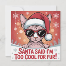 Coole Sphynx-Katze Weihnachten Santa-Design