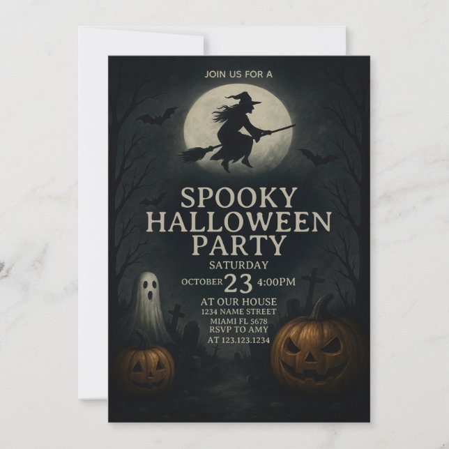 Coole  Spooky Halloween-Party Einladung (Vorderseite)