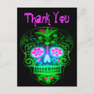 Coole Spooky Sugar Skull Vintag Retro Art Postkarte