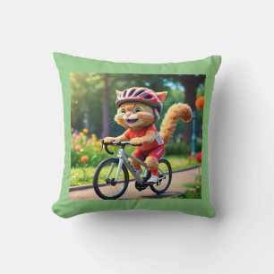 Coole Sporty Cat auf dem Fahrrad Kissen