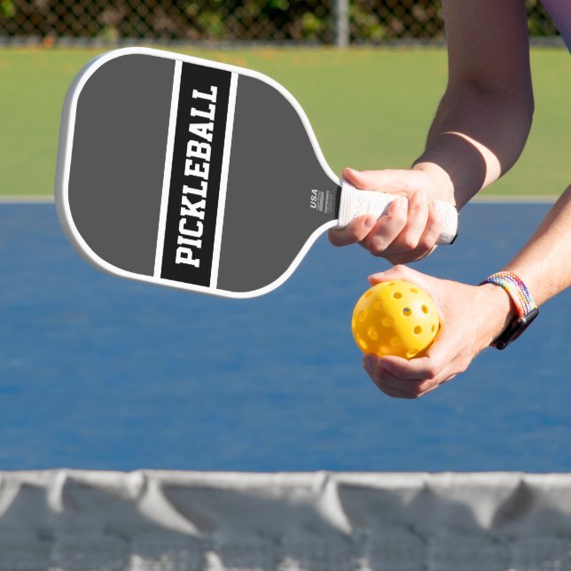 Coole Sporty Grey Black PICKLEBALL Textstreifen Pickleball Schläger (InSitu)