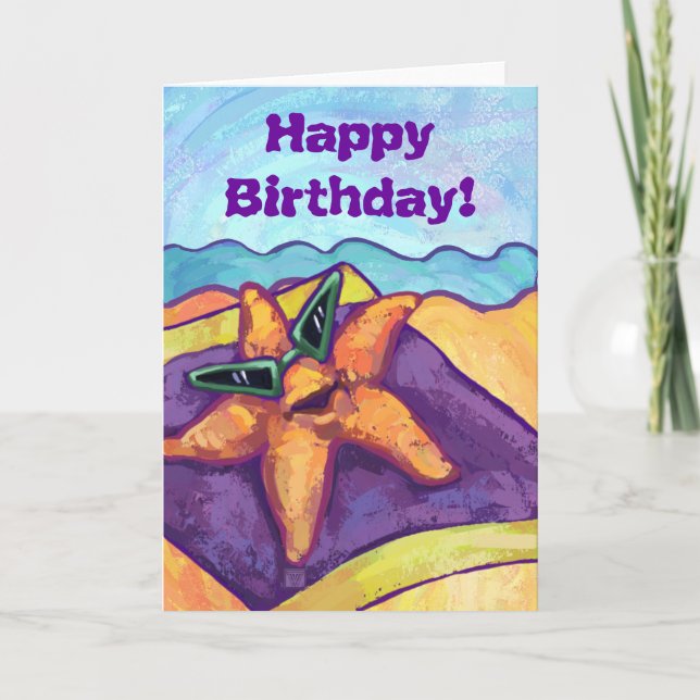 Coole Starfish Happy Birthday Card Karte (Vorderseite)