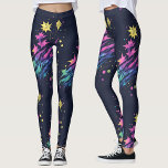 Coole Stars Feuerwerk Wasserfarben Muster Leggings<br><div class="desc">Coole trendige Leggings mit Feuerwerk-Muster mit bunten Sternen | Gelbe rosa Magenta und blaues Aquarellmuster auf dunklem Hintergrund. Ideal für Silvester oder jedes andere Fireworks-Party.</div>
