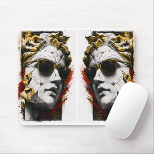 Coole Statue mit Sonnenbrille – Antike Weisheit mo Mousepad