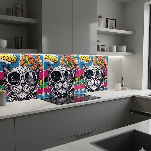 Coole Steampunk-Katze mit Sonnenbrille - Retro-Com Fliese (Von Creator hochgeladen)