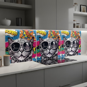 Coole Steampunk-Katzen-Sonnenbrille-Comic-Keramikf Fliese