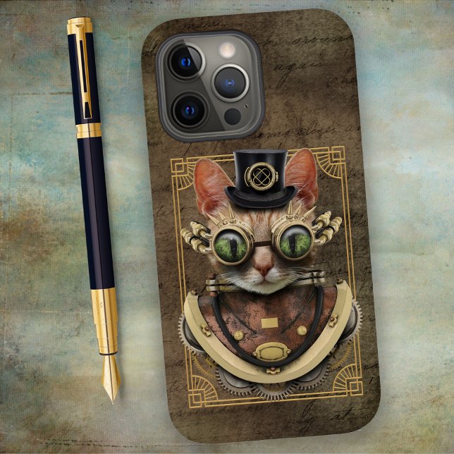 Coole Steampunk Orange Tabby Katze Case-Mate iPhone Hülle (Von Creator hochgeladen)