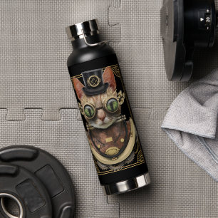 Coole Steampunk-Orange Tabby-Katze mit Namen Trinkflasche