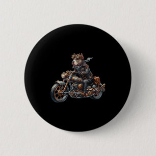 Coole Steampunk-Tbull-Biker-Vintage-Motorrad-Hund Button