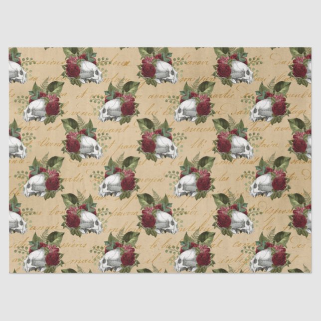 Coole Steampunkschädel und Blume Seidenpapier (Vorderseite)