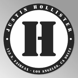 Coole Stencil Monogram B&W Rücksendeadresse Runder Aufkleber