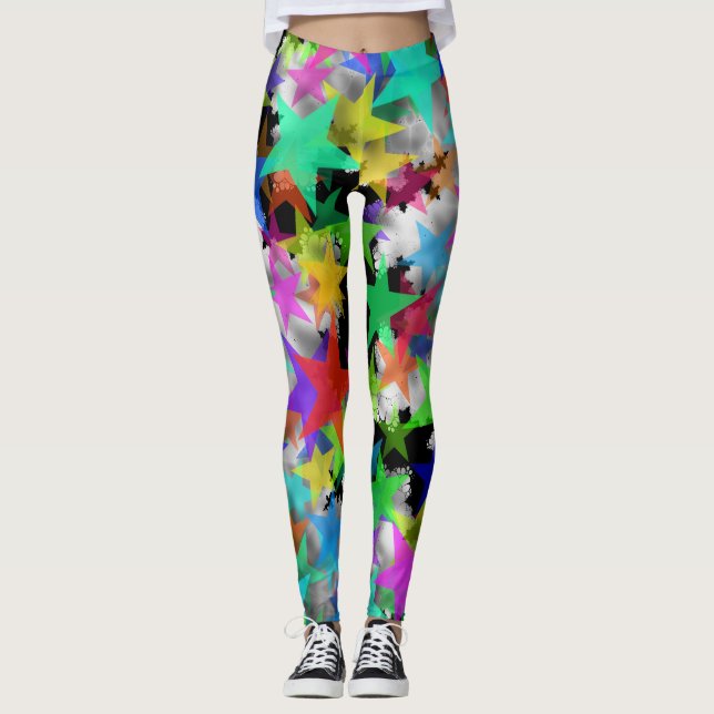 Coole Sterne Regenbogenschnee Leggings (Vorderseite)