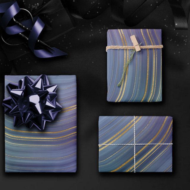 Coole Strata | Beautiful Blue Lila and Gold Agate Geschenkpapier Set (Von Creator hochgeladen)