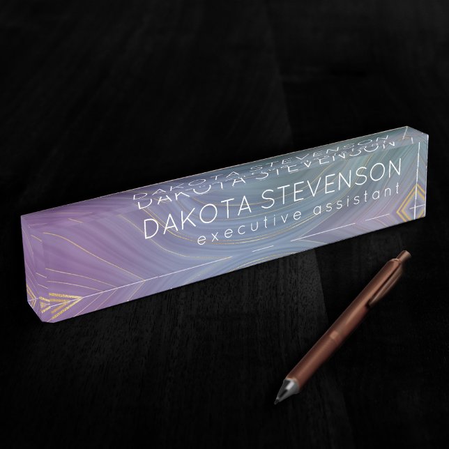 Coole Strata | Beautiful Blue Lila and Gold Agate Namensplakette (Von Creator hochgeladen)