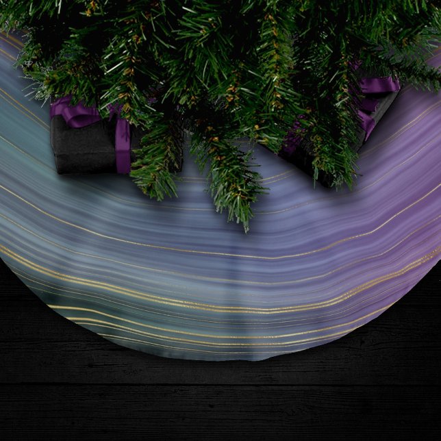 Coole Strata | Beautiful Blue Lila and Gold Agate Polyester Weihnachtsbaumdecke (Von Creator hochgeladen)