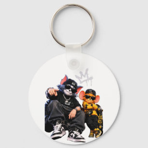 Coole Streetwear Hip-Hop Katze-Rundschlüsselanhäng Schlüsselanhänger