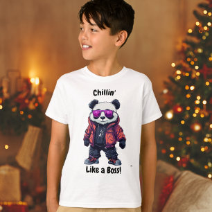 Coole Streetwear-Panda-Bearbeitbarer Text Urbaner  T-Shirt
