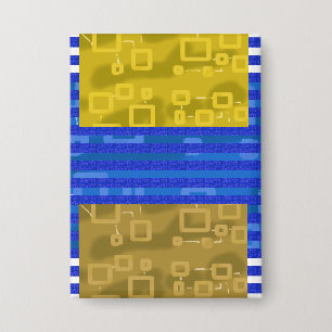 Coole Streifen Blau Gold Geometrisch Button