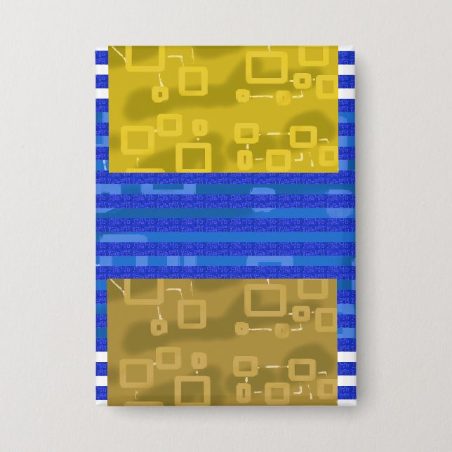 Coole Streifen Blau Gold Geometrisch Button (Vorderseite)